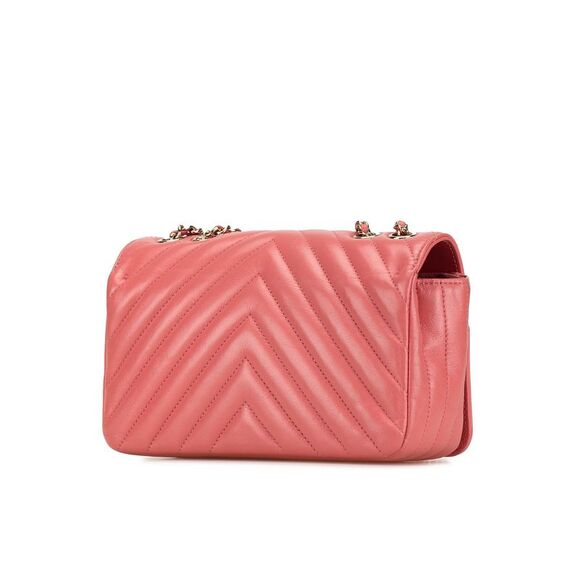 Pre Loved Chanel Mini Chevron Calfskin Statement Flap Women Pink Crossbody Bags - Picture 2 of 6